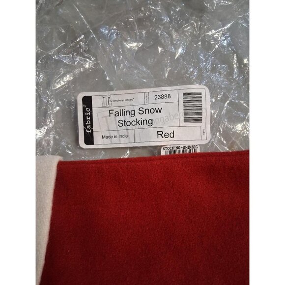 Falling Snow Christmas Stocking Red & White Felt Handmade 18" Long The Longaberg - Picture 6 of 6